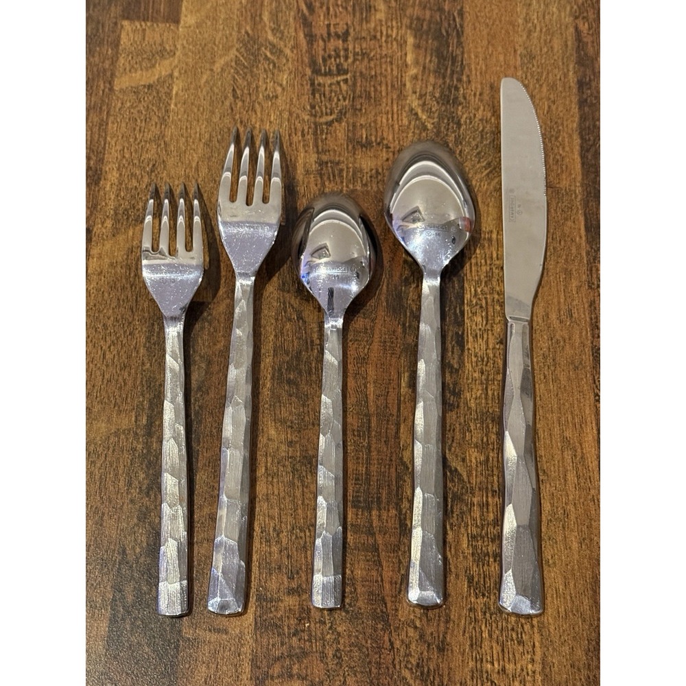 Cambridge KENILWORTH Stainless 5 Pc Set Brutalist MCM Hammered Handles - Picture 2 of 4
